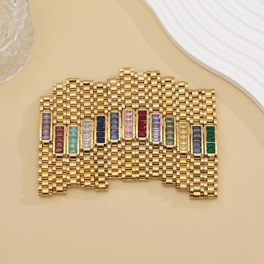 Rolex Style Birthstone Bracelet
