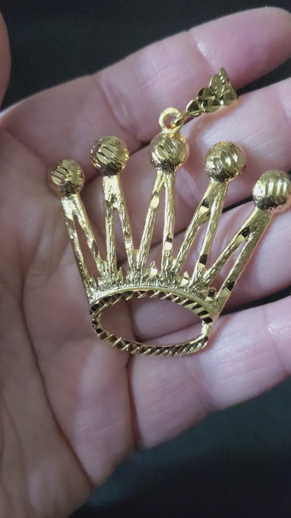 30MM 14K Gold Presidential Rollie Crown Pendant