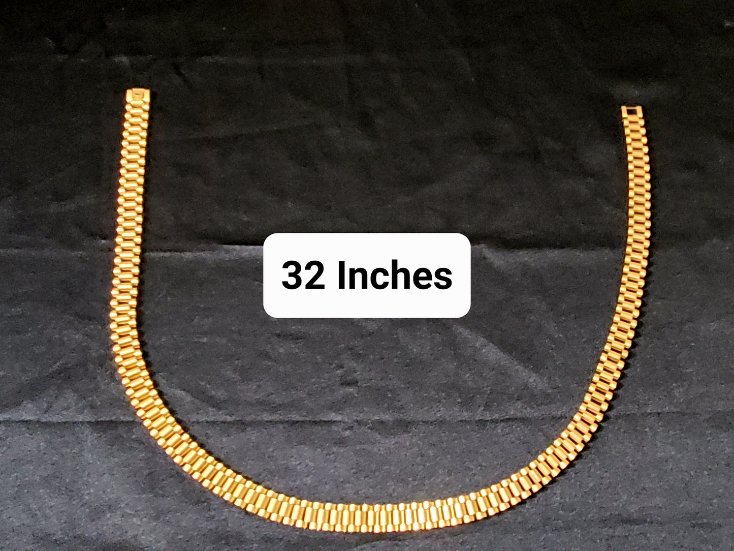 14K Yellow Gold Stainless Steel 15mm Men's Presidential Rolex Chain