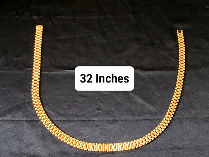 14K Yellow Gold Stainless Steel 15mm Men's Presidential Rolex Chain