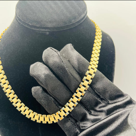 14K Yellow Gold Plated  Presidential Rolex Chain 10MM