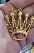 30MM 14K Gold Presidential Rollie Crown Pendant