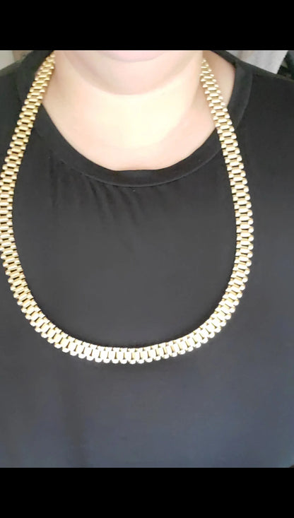 14K Yellow Gold Stainless Steel 15mm Men's Presidential Rolex Chain