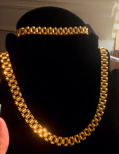 14K Yellow Gold Plated  Presidential Rolex Chain 10MM